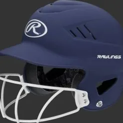 BAT HELMET RAWLINGS COOLFLO W/ FACEGUARD- RCFHLFG- BS23 45 BAT HELMET RAWLINGS COOLFLO W/ FACEGUARD- RCFHLFG- BS23 -Rawlings Sport Baseball Shop coolflo softball navy